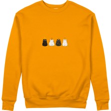 The Lucid Lab Twinkle Puffy Cats Sweatshirt - Turuncu