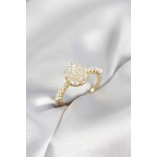 Skygo Gold Renk Gül Model Incili Kadın Yüzük - TJ-BYK4094