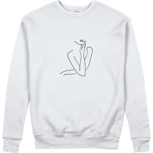 The Lucid Lab Women / Kadın Silüeti Sweatshirt - Beyaz