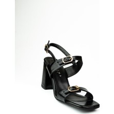 Massima 610 Siyah Tokalı Bantlı Topuklu Abiye Kadın Ayakkabı