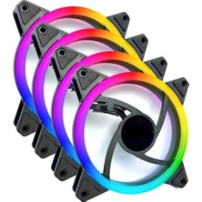 Arestech 4 Adet 12CM Rgb Rainbow Fan 4'lü Set 120MM Fan Molex Kasa Fanı