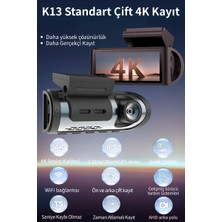 Dobest K13 Standart Çift 4K Kayıtlı Araç Kamerası/adas Sistem/wifi Bağlantısı/park Izleme/ahd Arka Yolu