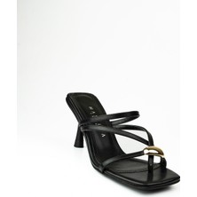 Massima 650 Siyah Parmak Arası Topuklu Abiye Kadın Terlik