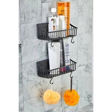 Hess Banyo Rafı Yapışkanlı Banyo Rafı, 2'li Banyo Düzenleyici, Duş Rafı Organizer Şampuanlık, Plastik