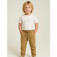 Queen Kids   Erkek Çocuk Keten Pantolon Camel