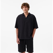 United4 Unıted4 Oversize Fit Erkek Siyah Polo.sıyah