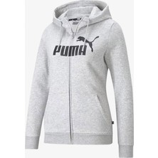 Puma Essentials Logo Full Zip Kadın Gri Sweatshirt.04