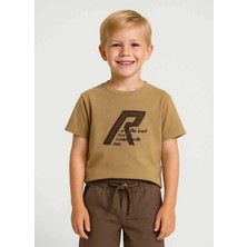 Queen Kids  Erkek Çocuk R Yazılı Tshirt Bej