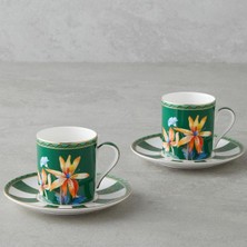 Bk Gift Emberlyn New Bone China 4 Parça 2 Kişilik Kahve Fincan Takımı 90 ml Yeşil – Şık Sunum Fincan Seti