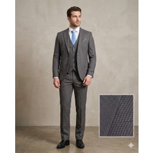 Fabio Cassel Slim Fit  Mono Yaka Çift Yırtmaçlı Astarlı Takım Elbise Yelekli