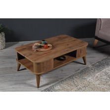 Hey Modüler Mobilya Kumsal Oval Kenar Ceviz Renkli 100*60 cm Orta Sehpa Modern Tasarım ile Şık Dekor