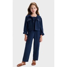 Queen Kids Kız Çocuk  Cashmere Taşlı 3'lü Takım Lacivert