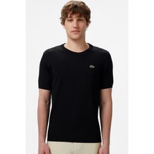 Lacoste Men's Regular Fit Short Sleeve Crew Neck Knit Sweater Erkek Bisiklet Yaka Triko Tişört Siyah