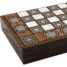 Megame Revello Ahşap Pullu Tavla Masif Sedef 50*50 Cm Büyük Boy 36 mm Tavla Pulları ile