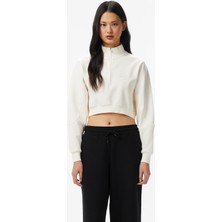 United4 Unıted4 Crop Fit Kadın Bej Sweatshirt.ekru