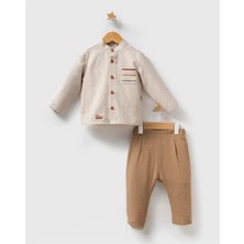 Queen Kids  Erkek Bebek Colorfull 2'li Takım Bej