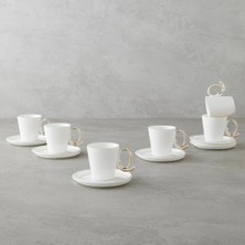 Bk Gift Ivory Porselen 12 Parça 6 Kişilik Kahve Fincan Takımı 85 ml Beyaz-Gold – Şık Sunum Seti