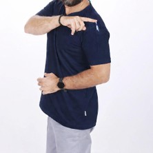 Formteks V Yaka Omuz Garnili Tişört Lacivert