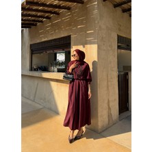 Nage Nakış Işlemeli  Crop Gömlek Bordo  Etekli Takım