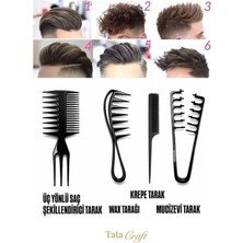 Tata Craft Saç Şekillendirici Tarak Set 4'lü Set Erkek Kadın Tüm Saç Tipleri Wax Tarak Set