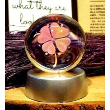 LED Işıklı  Renk Değiştiren Kristal Yonca Cam Küre