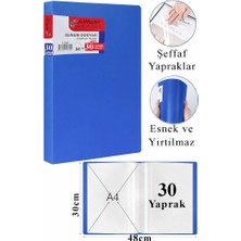 ArtMaster Mavi Sunum Dosyası 30 Lu 1 Adet Poşet Dosyalı Katalog Dosyası 30 Poşetli Kendinden Dosya Plastik Kapaklı