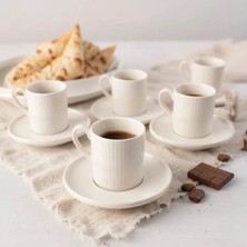 Bk Gift Icon 6 Kişilik Porselen Kahve Fincan Takımı – 12 Parça Beyaz Modern Fincan Seti 99 ml