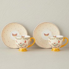 Bk Gift Dipsy New Bone China 4 Parça 2 Kişilik Kahve Fincan Takımı 100 ml Hardal – Şık Sunum Fincan Seti