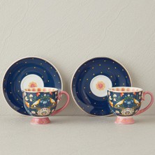 Bk Gift Wingy New Bone China 4 Parça 2 Kişilik Kahve Fincan Takımı 100 ml Lacivert – Şık Fincan Seti