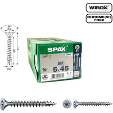 Spax Evrensel Vida 5 x 45MM 500 Adet Tam Dişli Havşa Başlı Yıldız Z1 Spax-S Versiyon Wırox Kaplama