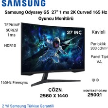Samsung Odyssey G5 G55C 27 " 1 Ms 2k Curved 165 Hz Oyuncu Monitörü  + Razer Oyuncu Mouse Hediye