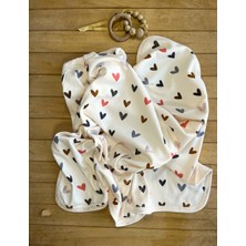 Bubbles Organik Pamuk Kalp Desenli Bebek Battaniye – Yumuşacık & Güvenli 🌿💖