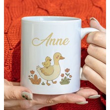 Bk Gift Anne ve Yavrusu Beyaz Kupa Bardak -1, Anneler Günü ve Kadınlar Günü Hediyesi