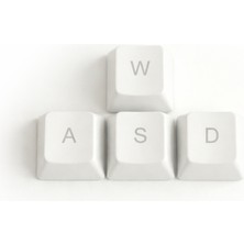 Spelt W A S D 4'lü Yedek Tuş Kapakları Universal Mekanik Klavye Tuş Kapağı Işık Geçirmez 18MM Beyaz