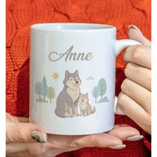Bk Gift Anne ve Yavrusu Beyaz Kupa Bardak -15, Anneler Günü ve Kadınlar Günü Hediyesi