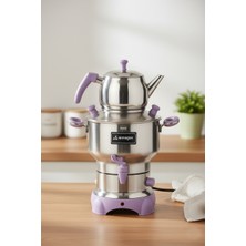 Armağan Elit Elektrikli Semaver - 4,5 Litre - Lila Aksam - 430 Kalite Paslanmaz Çelik