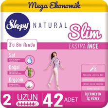 Sleepy Natural Slim Ekstra İnce Uzun 42 Ped Nefes Alabilen Yüzey ile Gün Boyu Konfor