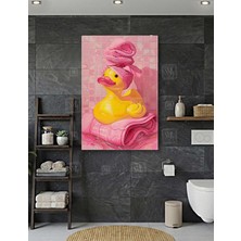 SML Tablo Pembe Havlu Sarı Şirin Ördek Pembe Fayans Banyo Dekor Dikey Kanvas Tablo