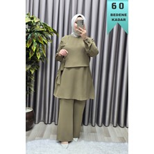 Elmas Tesettür Kadın Giyim Büyük Beden Kuş Gözü Modeli Çilek Kumaş Ikili Takım