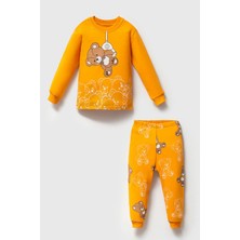Mahfel %100 Pamuklu Bebek&çocuk Pijama Takımı S. Ayıcık Hardal