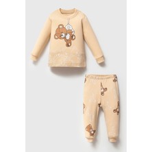 Mahfel %100 Pamuklu Bebek&çocuk Pijama Takımı S. Ayıcık Krem