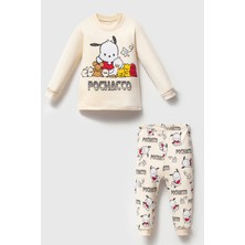 Mahfel %100 Pamuklu Bebek&çocuk Pijama Takımı Pochacco Ekru