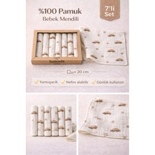 Bamoola %100 Pamuk 7’li Kahve Desenli Bebek Ağız Mendili Seti