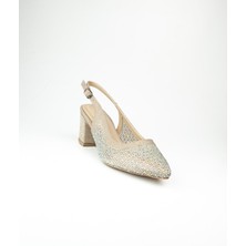 Babalı Miss Park Moda 4030 Taşlı Topuklu Ayakkabı Altın