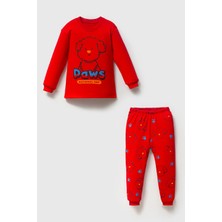 Mahfel %100 Pamuklu Bebek&çocuk Pijama Takımı S. Ayıcık Kırmızı