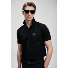 Lufian Carter Erkek Örme Polo T-Shirt Siyah (111040233)