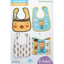 Bamoola 3 Adet Civciv Desenli Bebek Mama ve Salya Önlüğü - (Sıvı Geçirmez - Microfiber - Çıtçıtlı)