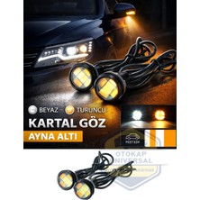 Otokap Universal Ayna Altı LED Cob Eagle Eye 2 Adet Turuncu Beyaz Sağ Sol Takım Oto Ayna Altı Aydınlatma