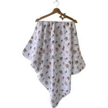 Mammaso 100% Pamuk Muslin Bebek Battaniye – 75×85 Cm, Otantik Fil Desenli & Kenarı Oyalı