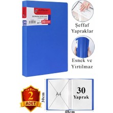 ArtMaster Mavi Sunum Dosyası 30 Lu 2 Adet Poşet Dosyalı Katalog Dosyası 30 Poşetli Kendinden Dosya Plastik Kapaklı
